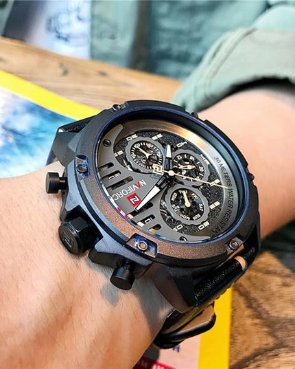 NAVIFORCE Sport Military Watches for Men Waterproof Watch Analog Quartz Leather Band Date Calendar Clock Wristwatch