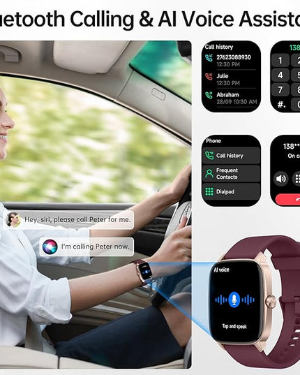 Smart Watches for Women Men with Bluetooth Call & AI Voice, 1.85" HD Fitness Tracker with Heart Rate SpO2 Sleep Monitor, 100+ Sports Modes,Mini Games, IP68 Waterproof Smartwatch for Android iOS Phones