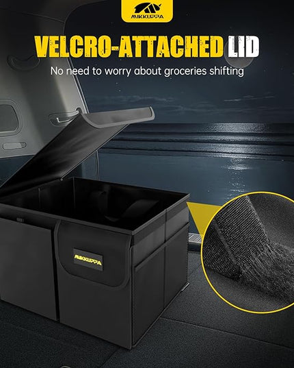 MIKKUPPA Car Trunk Organizer - 35L Collapsible Trunk Organizer with Lid, Sturdy Car Storage for SUV Auto Truck Van (Black, 2Pack)