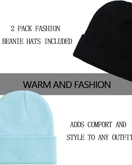 ZOORON 1&2 Pack Beanie for Men Women Slouchy Beanie Hats Winter Knit Caps Soft Ski Hat Unisex