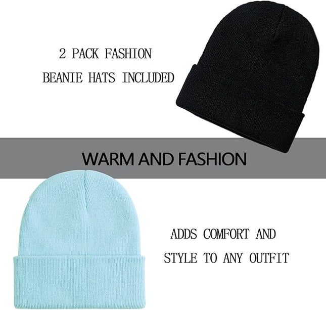 ZOORON 1&2 Pack Beanie for Men Women Slouchy Beanie Hats Winter Knit Caps Soft Ski Hat Unisex