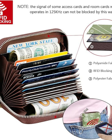 FurArt Zipper Wallet Women, RFID Blocking Credit Card Wallet, Business Card Holder, Compact Size KeyChain Wallet