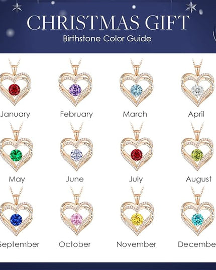 CDE Forever Love Heart Necklaces for Women, Wedding Anniversary, Birthday Mothers Day Christmas Day Gifts for Mom, Mother, Wife, friend, S925 Silver Jewelry with Birthstone Pendant