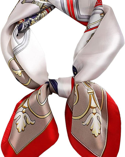 kcctoo 27.5" Mulberry Silk Feeling Head Scarf Women's Fashion Square Neck Satin Scarfs for Bag Hair Scarves Gift