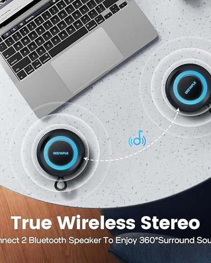 Bluetooth Speaker Wireless,IP67 Waterproof & Dustproof Portable Speaker with Lights,15W Loud Stereo Sound, 2500mAh Battery All Day Playtime, TWS Pairing, BT5.3, Home/Party/Outdoor/Beach (Blue Black)