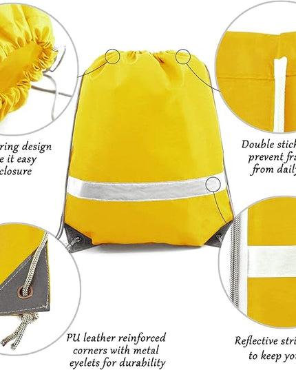 BeeGreen Drawstring Backpack Bags 20,30,50 Packs Reflective String Bags for Gym Sport Trip Cinch Sack DIY for Women Men