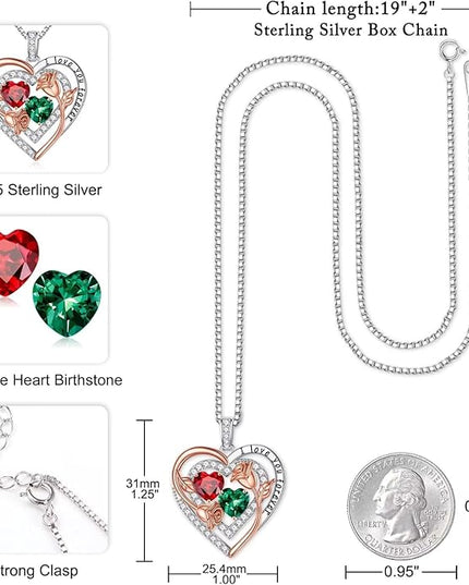 Iefil Christmas Gifts for Women - Sterling Silver Birthstone Necklace Anniversary Birthday Gifts for Her Wife Mom Daughter