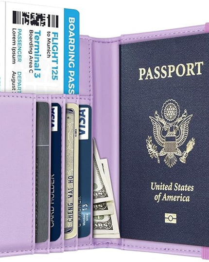 Passport Holder Cover Travel RFID Blocking Passport Cover Rose Gold Cute Flowers Passport Wallet with Elastic Band for Women