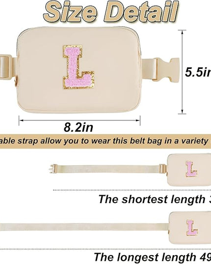 Uygafly Belt Bag Fanny Pack Crossbody Bags with Initials Letter Patch Cute Stuff Birthday Gifts for Teenager Girls Trendy Stuff for Teens | Khaki,L