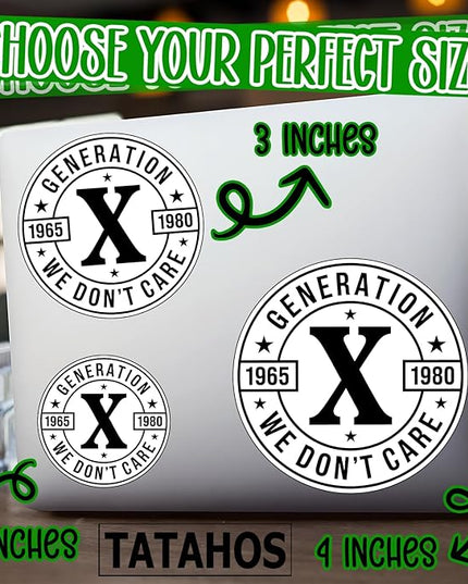(3Pcs) Generation X We Don’t Care Stickers Funny Sarcastic Quote Humor Motivational Inspirational Gifts Waterproof Vinyl Decals for Kindle Water Bottle Bumper Car Hard Hat Phone Laptop 3"