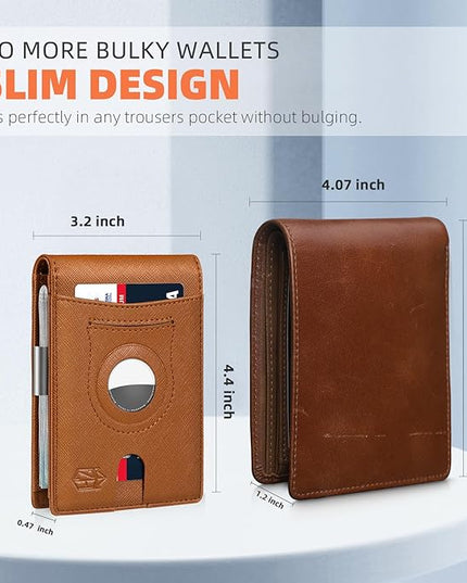 Zitahli Men's Wallets Airtag Holder Slim Rfid Leather with Gift Box
