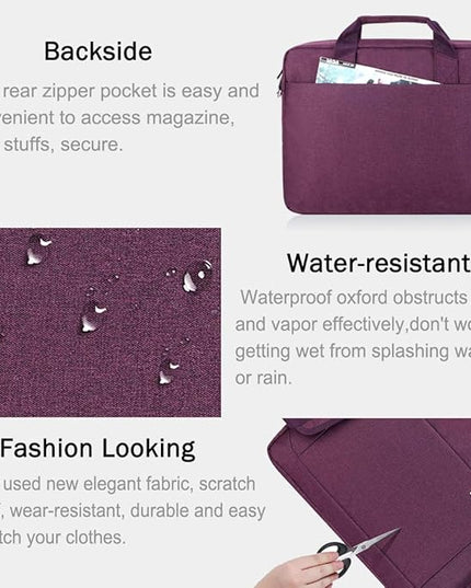 Voova Laptop Bag Case 17 17.3 Inch Computer Sleeve Messenger Bag with Shoulder Strap Expandable Waterproof Large Capacity Business Briefcase for Work Travel Fit 17-18” Laptop, Women Ladies, Purple