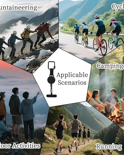 Anti-Theft Cell Retractable Phone Lanyard, Outdoor Phone Strap with Retractable Steel Line for Phone Case ID Holder Keys Phone Accessories Travel Essential