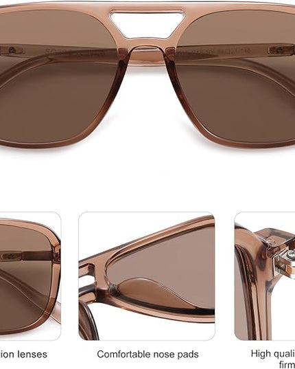 SOJOS Retro Aviator Sunglasses for Women Men,Trendy Rectangle Womens Mens Shades Sun Glasses SJ2202