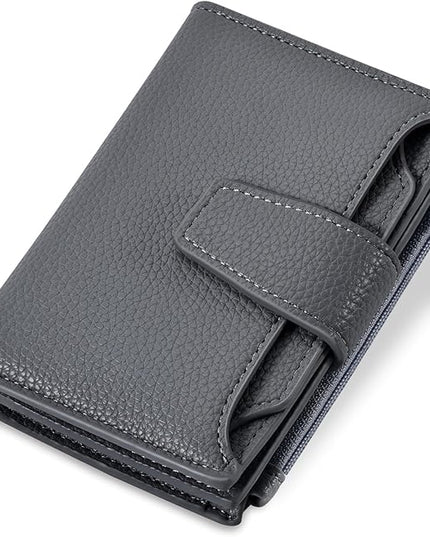 Airkit Small Wallet Women RFID Blocking Soft Leather Bifold Compact Card Holder Wallet for Women with Zipper Coin Pocket 4 ID Window