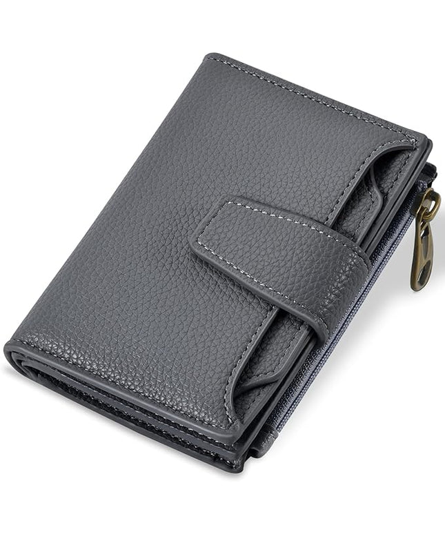 Airkit Small Wallet Women RFID Blocking Soft Leather Bifold Compact Card Holder Wallet for Women with Zipper Coin Pocket 4 ID Window