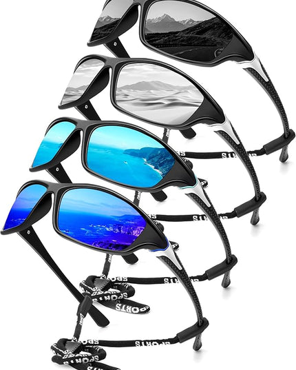 KALIYADI 4 Pack Polarized Sunglasses-Men Sports Sun-glasses: Mens Sunglasses UV Protection for Fishing Driving Cycling