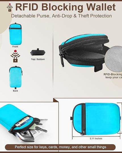 Clip and Go Strap for Phone With Wallet Crossbody (Detachable RFID Blocking Wallet) - Adjustable Phone Lanyard Crossbody with 360° Rotatable Tether Tabs for All Phones (Blue)