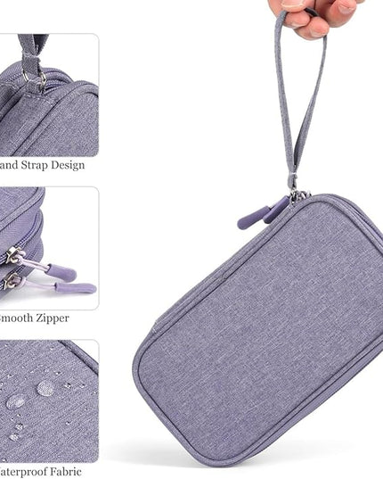 Electronic Organizer Travel Cable Accessories Bag, Electronic Organizer Case, Electronic Accessories Organizer Bag for Power Bank, Charging Cords, Chargers, Mouse, USB Cable, Earphones (Purple)