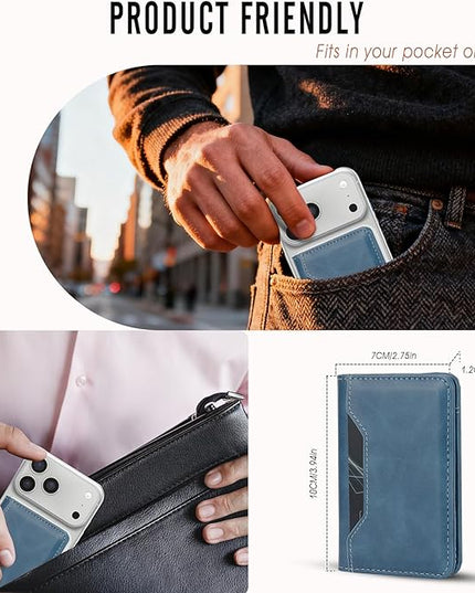 ASAPDOS For MagSafe Wallet,Magnetic Card Holder RFID Blocking Wallet with 5 Card Slots & Cash Pocket For iPhone 17/16/ 15/14/ 13/12/ Pro/Max/Plus/Air Blue