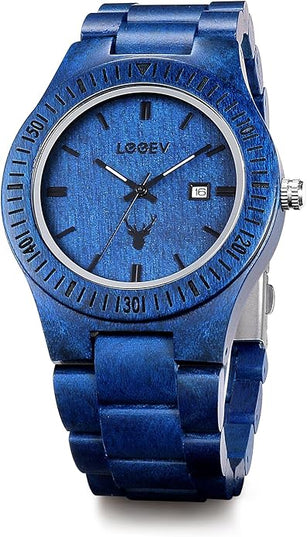Wooden Watches, Uwood Series Zebra Sandalwood Japanese Quartz Analog Watch for Men with Calendar Unisex Wristwatch