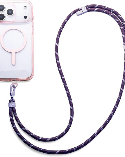 ZAGG Crossbody Lanyard for Phone Cases with Lanyard Attach Points – Adjustable Durable Nylon Strap with Tear-Proof Tab – Comfortable Hands-Free Carry, Plum Purple