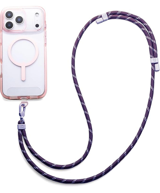 ZAGG Crossbody Lanyard for Phone Cases with Lanyard Attach Points – Adjustable Durable Nylon Strap with Tear-Proof Tab – Comfortable Hands-Free Carry, Plum Purple