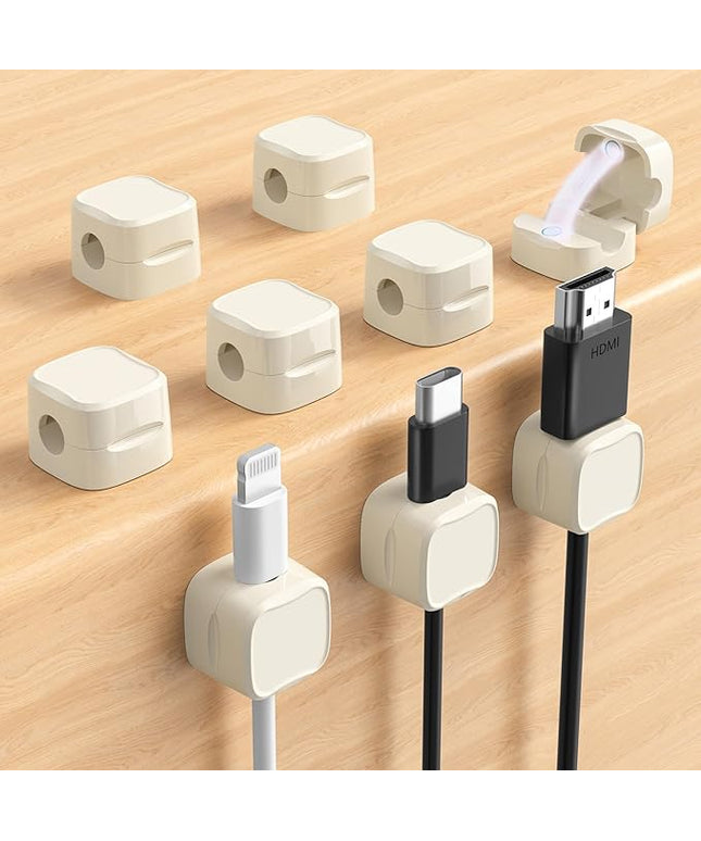 Magnetic Cable Clips, Adjustable Cord Holder Management, Adhesive Wire Keeper Organizer for Home Office Desk Phone PC Car Wall Desktop Nightstand Appliance (9-Pack Beige)