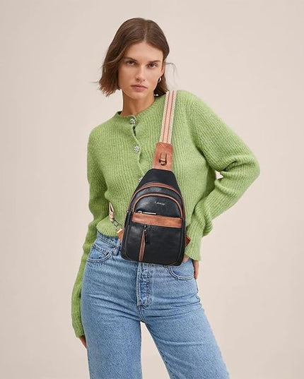 7L Sling Bag For Women Men Backpack Fanny Pack Crossbody Chest Travel Shoulder Belt Bags Purse Handbag PU Leather
