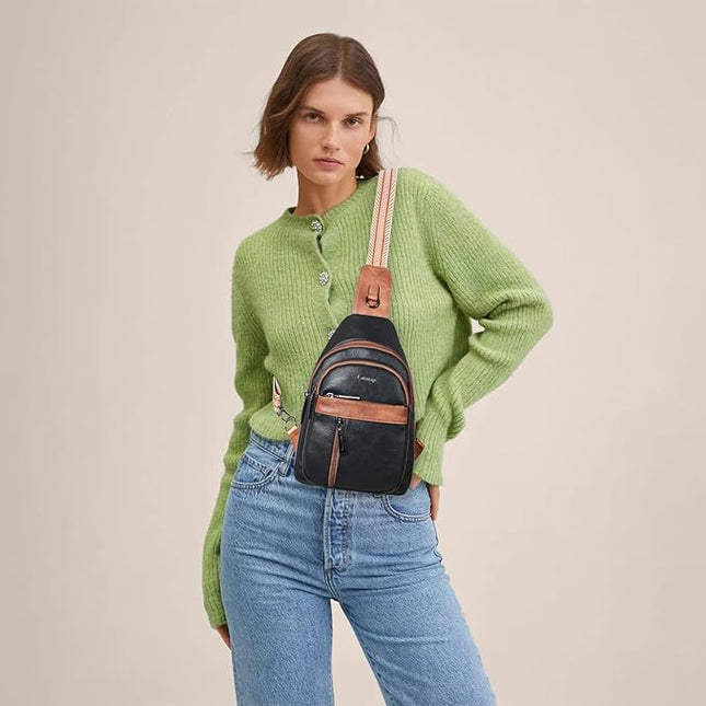 7L Sling Bag For Women Men Backpack Fanny Pack Crossbody Chest Travel Shoulder Belt Bags Purse Handbag PU Leather