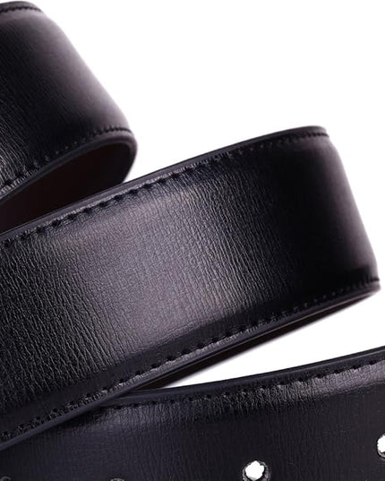beltox fine Men's Dress Belt Leather Reversible 1.25" Wide Rotated Buckle Gift Box