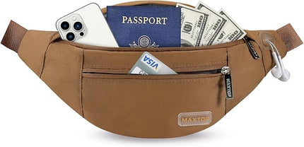 MAXTOP Large Crossbody Fanny Pack with 4-Zipper Pockets,Gifts for Enjoy Sports Festival Workout Traveling Running Casual Hands-Free Wallets Waist Pack Phone Bag Carrying All Phones