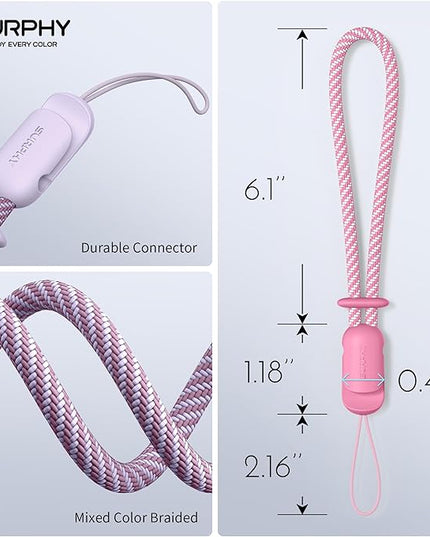 SURPHY 2 Pack Phone Lanyard for Cellphone Case, Phone Wrist Strap for Case, Cellphone Strap with 2-Color Braided, Charm Wrist Lanyard for Women, Cellphone Wrist Lanyard for Women, Rose Pink & Lilac