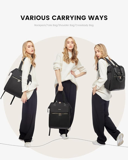 LOVEVOOK 17.3 Inch Laptop Backpack for Women, Large Capacity Travel Backpack with Organizer Bag, Waterproof Carry on Backpack Work Bag with USB Port, Teacher Nurse Backpack Purse, 2PCS, Black