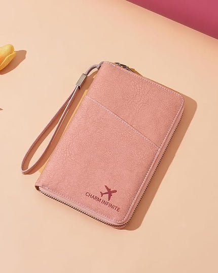 Family Passport Holder Wallet RFID Blocking Zippered Passport Wallet,Women and Men Travel Wallet Ladies Passport Cover