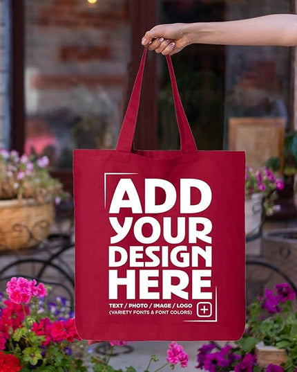 shop4ever Personalized Custom Design Your Own Eco Cotton Tote Reusable Shopping Bag Customizable Gift