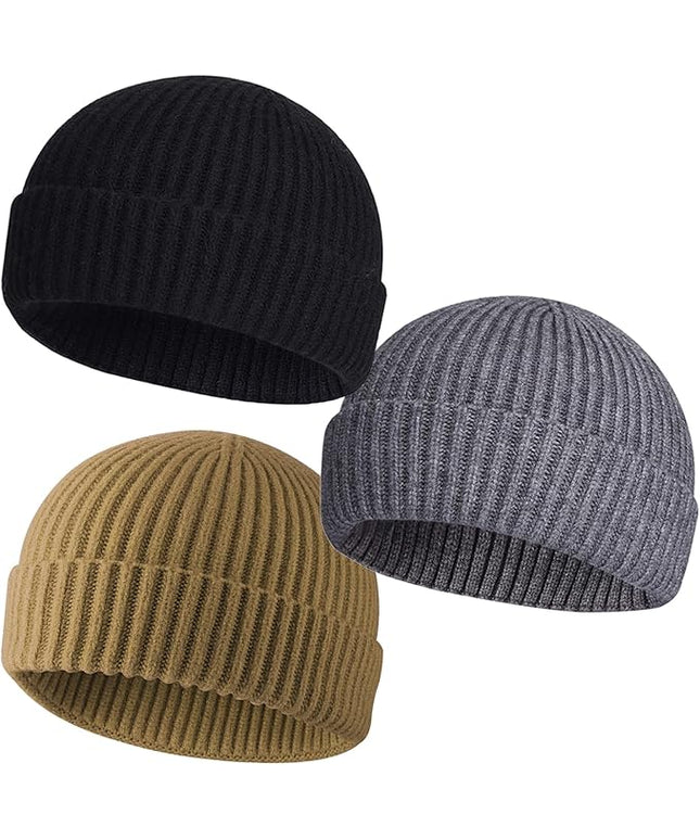 50% Wool Warm Cuffed Swag Knit Short Fisherman Beanie for Men Women Winter Hats Trawler Skull Cap