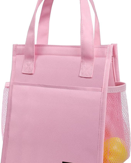 Fmeida Insulated Lunch Bag Women, 6.75L Small Lunch Bags with Multiple Pockets, Reusable Thermal Cooler Tote for Work, Office, Picnic, Travel | Hook and Loop Closure, Pink