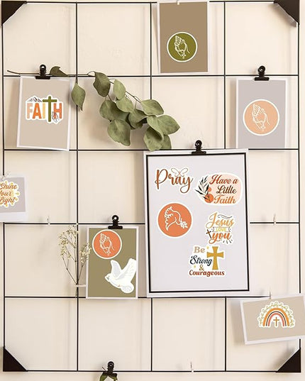 Christian Vision Board Stickers - 50Pcs Boho Christian Stickers for Journaling, Bible Verse Christ Planners Stickers, Aesthetic Faith Jesus Decals for Prayer Board, Scrapbook