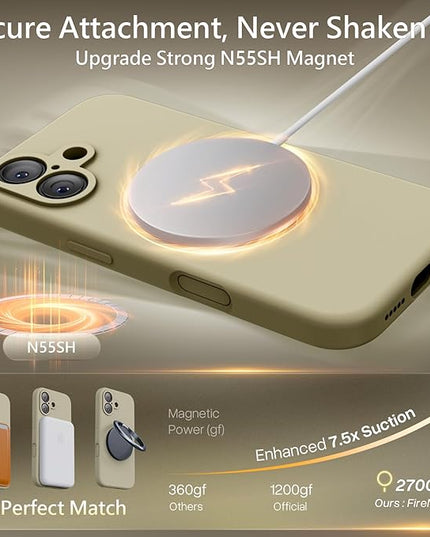 FireNova Magnetic for iPhone 17 Case, Compatible with MagSafe, [Integrated Silicone Camera Control Button] [Camera Protection] Anti-Scratch Microfiber Lining Phone Case, 6.3", Khaki