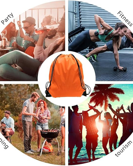 GoodtoU Drawstring Backpacks, 100 Pieces Back Bag Bulk Cinch Sack Drawstring Gym Bag for Sport, Traveling, Team (Orange)