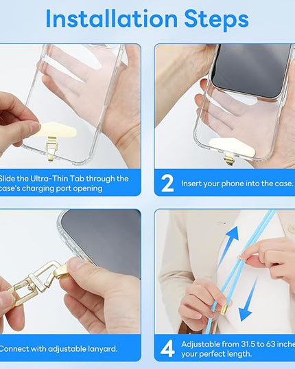 Adjustable Anti-Theft Phone Lanyard Neck & Crossbody Strap with 0.2mm Metal Tab & Comfort-Fit 8mm Rope(Sky Blue)