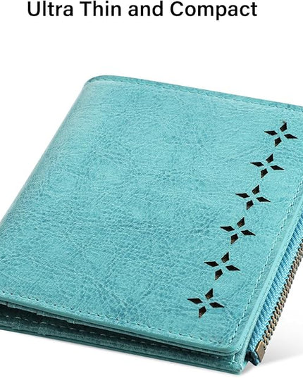 Lavemi Ultra Thin Small Compact Leather Womens Girls Wallets RFID Blocking Credit Card Holder for Women