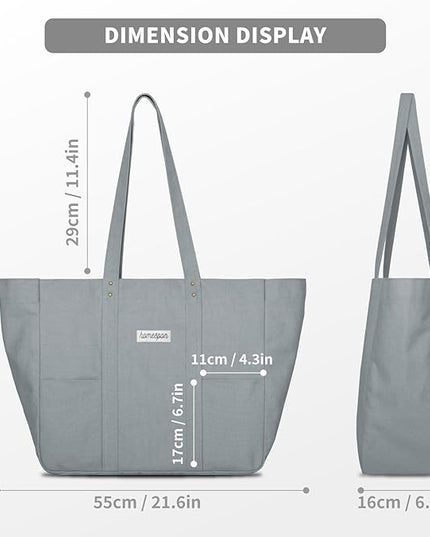 HOMESPON Large Canvas Tote Bag for Women Everything Bag with Pockets and Laptop Sleeve