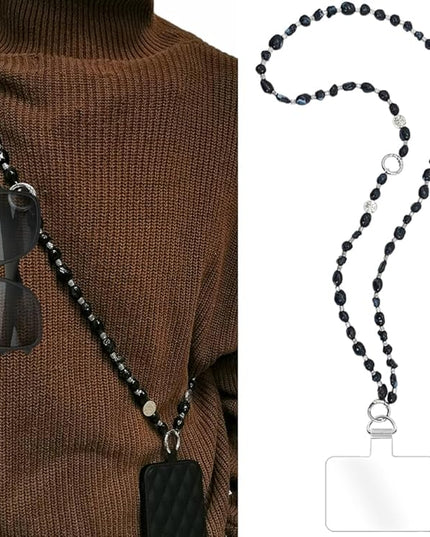 Phone Crossbody Strap, 2in1 Wrist Charm&Shoulder Lanyard,3Ways Usage free to Assembly and Disassembly Phone Strap with Tether Patches for Most Phones Bag Purse (M)