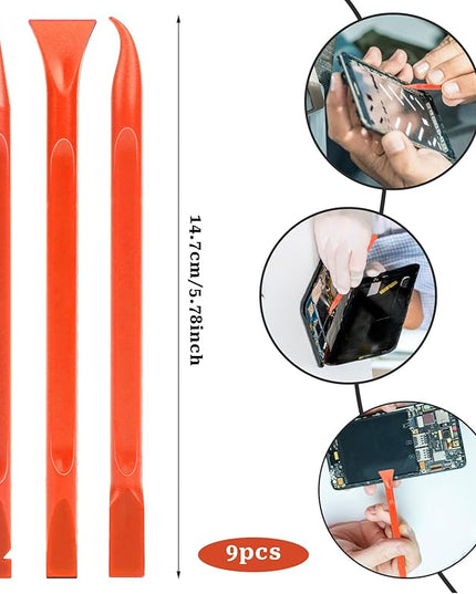 9 Pieces Plastic Scraper, No-Scratch Paint Scraper Tool Portable Car Crevice Cleaning Tool Multi-use Kitchen Scraper Small Sticker Remover for Tight Spaces, Crevices, Food, Labels, Oil Stains, Dirt