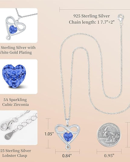 925 Sterling Silver Infinity Necklace - Exquisite Silver Jewelry for Women, Love Heart Necklace for Birthday, Anniversary, Valentine’s Day - Ideal Gift for Girlfriend, Wife, Mom, or Her