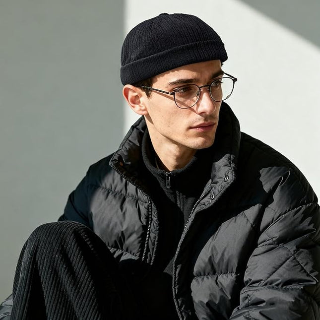CLAPE Brimless Beanie Hat Corduroy Watch Cap Rolled Cuff Docker Cap Leon Skull Harbour Hat Unisex