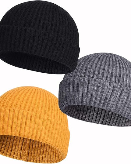 50% Wool Warm Cuffed Swag Knit Short Fisherman Beanie for Men Women Winter Hats Trawler Skull Cap