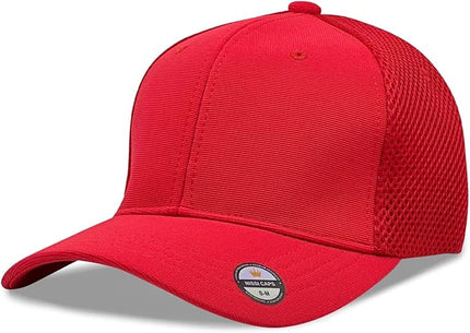 [2 Pack] Hybrid Stretch-Fitted Trucker Cap, Baseball Cap with Air Mesh